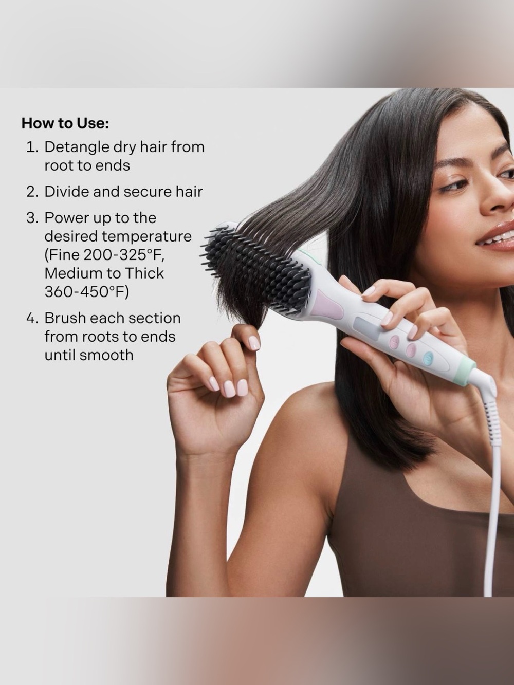 Mane Electric Hot Straightening Brush - White/Pink